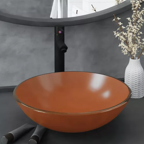  edzett üveg mosdókagyló csapteleppel és leeresztőszeleppel