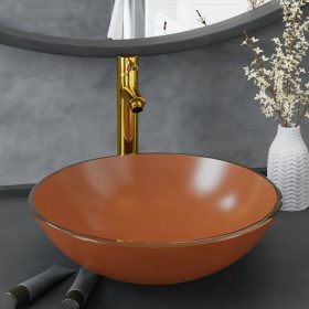    edzett üveg mosdókagyló csapteleppel és leeresztőszeleppel