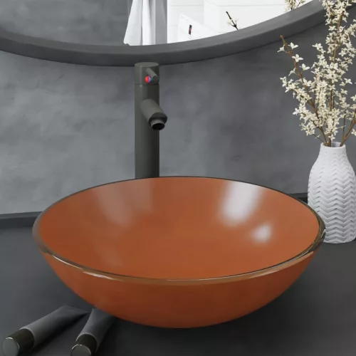  edzett üveg mosdókagyló csapteleppel és leeresztőszeleppel