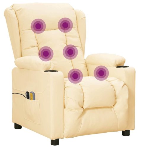  krémszínű műbőr elektromos masszázsfotel