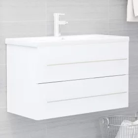    fehér forgácslap mosdószekrény beépített mosdókagylóval