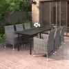  7 részes polyrattan és üveg kerti étkezőgarnitúra párnákkal