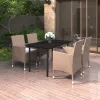  5 részes polyrattan és üveg kerti étkezőgarnitúra párnákkal