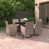  7 részes polyrattan és üveg kerti étkezőgarnitúra párnákkal