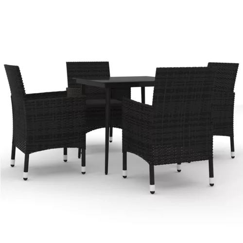  5 részes polyrattan és üveg kerti étkezőgarnitúra párnákkal