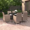  7 részes polyrattan és üveg kerti étkezőgarnitúra párnákkal