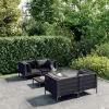  5 részes sötétszürke polyrattan kerti ülőgarnitúra párnákkal