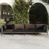  4 részes sötétszürke polyrattan kerti bútorszett párnákkal