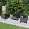  7 részes sötétszürke polyrattan kerti bútorszett párnákkal