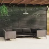  6 részes sötétszürke polyrattan kerti bútorszett párnákkal