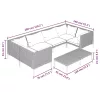  7 részes sötétszürke polyrattan kerti bútorszett párnákkal