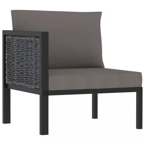 antracitszürke polyrattan sarokkanapé-elem jobb oldali karfával