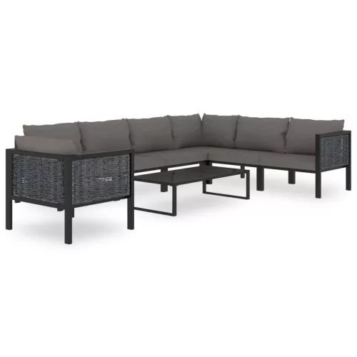  antracitszürke polyrattan sarokkanapé-elem jobb oldali karfával