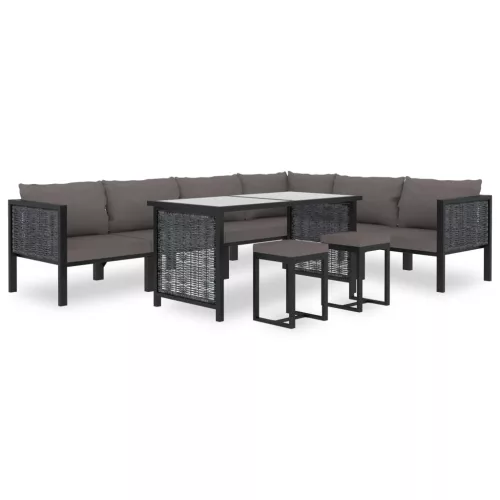  antracitszürke polyrattan sarokkanapé-elem jobb oldali karfával