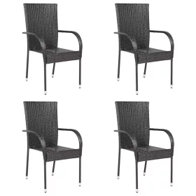  4 db barna rakásolható polyrattan kültéri szék