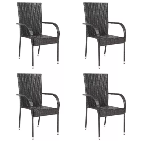  4 db barna rakásolható polyrattan kültéri szék