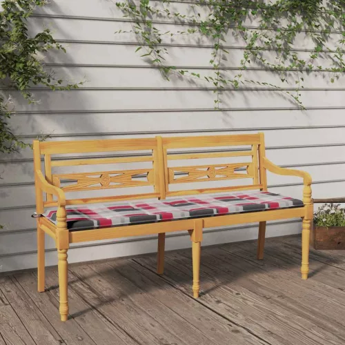 tömör tíkfa Batavia pad Piros kockás mintával párnával 150 cm
