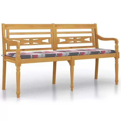 tömör tíkfa Batavia pad Piros kockás mintával párnával 150 cm