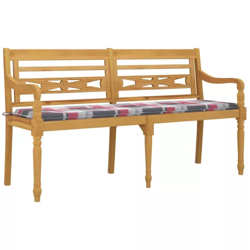  tömör tíkfa Batavia pad Piros kockás mintával párnával 150 cm