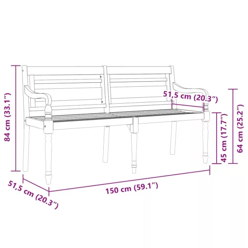  tömör tíkfa Batavia pad Piros kockás mintával párnával 150 cm