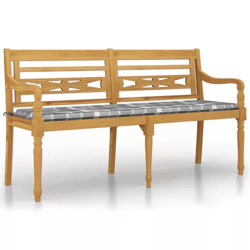  tömör tíkfa Batavia pad Szürke kockás mintával párnával 150 cm