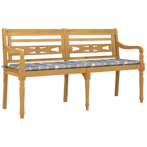  tömör tíkfa Batavia pad Szürke kockás mintával párnával 150 cm