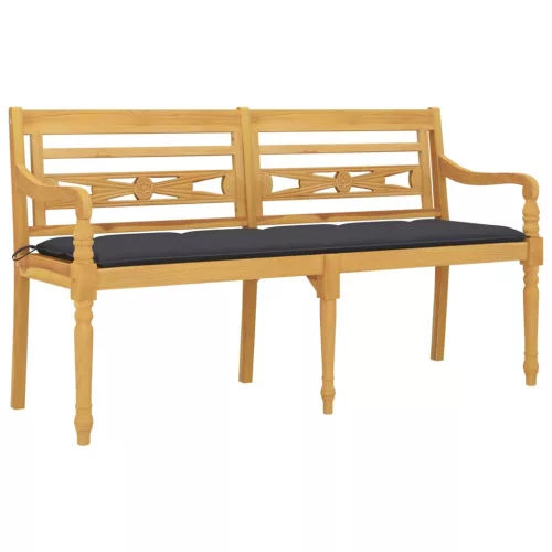  tömör tíkfa Batavia pad antracitszürke párnával 150 cm