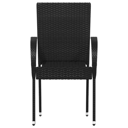 4 db fekete rakásolható polyrattan kültéri szék