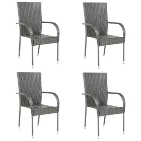  4 db szürke rakásolható polyrattan kültéri szék