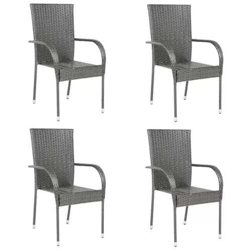  4 db szürke rakásolható polyrattan kültéri szék