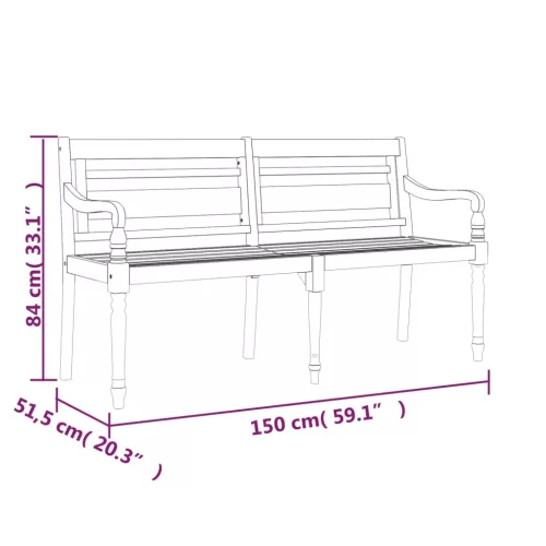  tömör tíkfa Batavia pad világoszöld párnával 150 cm
