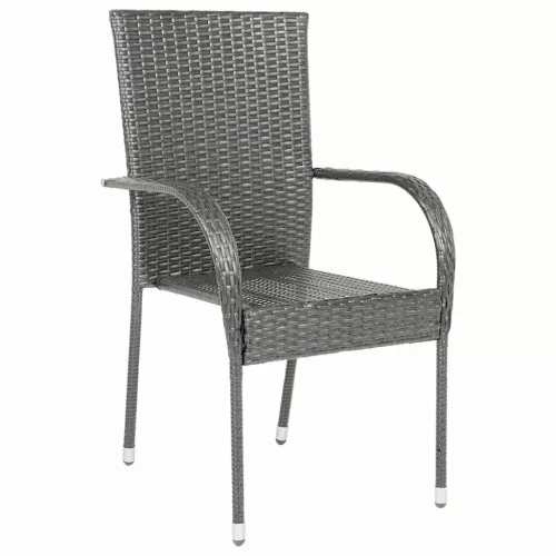  4 db szürke rakásolható polyrattan kültéri szék