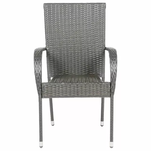  4 db szürke rakásolható polyrattan kültéri szék