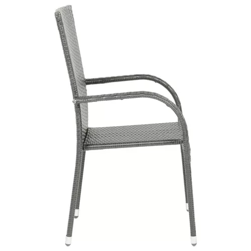  4 db szürke rakásolható polyrattan kültéri szék