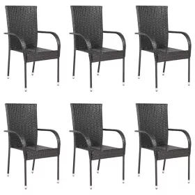 6 db barna rakásolható polyrattan kültéri szék