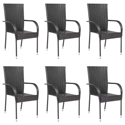  6 db barna rakásolható polyrattan kültéri szék