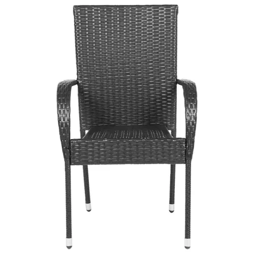  6 db fekete rakásolható polyrattan kültéri szék