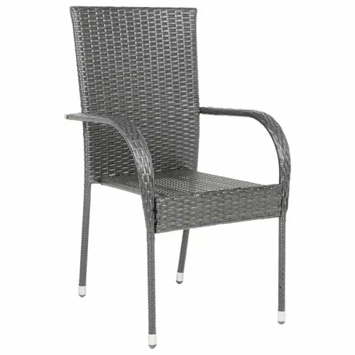  6 db szürke rakásolható polyrattan kültéri szék
