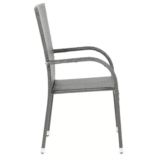  6 db szürke rakásolható polyrattan kültéri szék