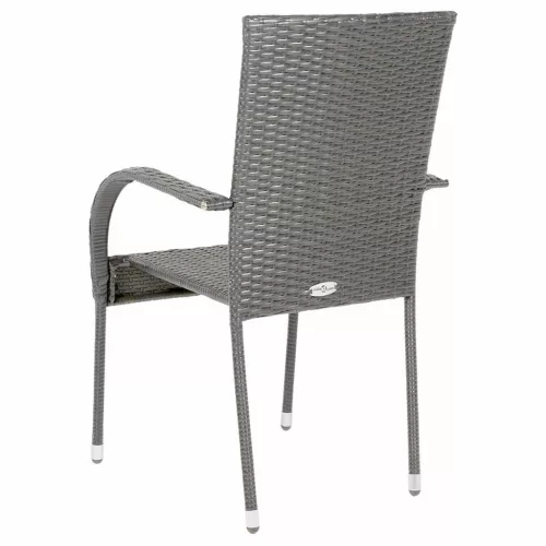  6 db szürke rakásolható polyrattan kültéri szék