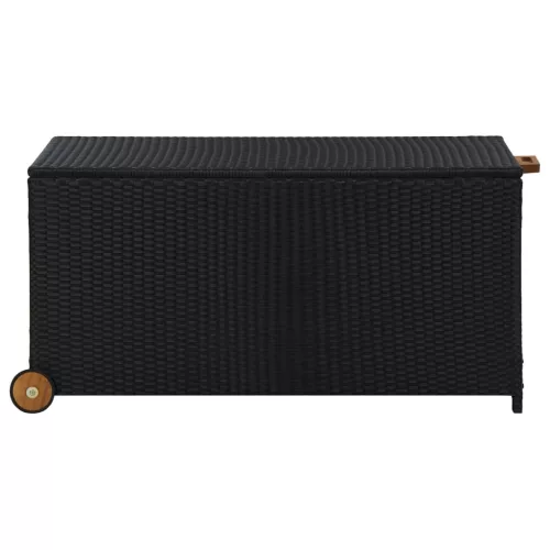  fekete polyrattan kerti tárolóláda 120 x 65 x 61 cm