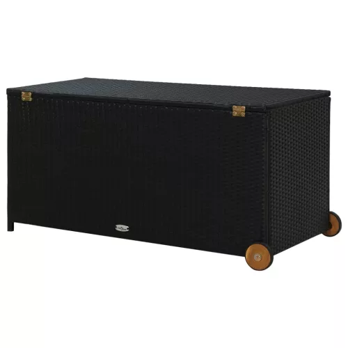  fekete polyrattan kerti tárolóláda 120 x 65 x 61 cm