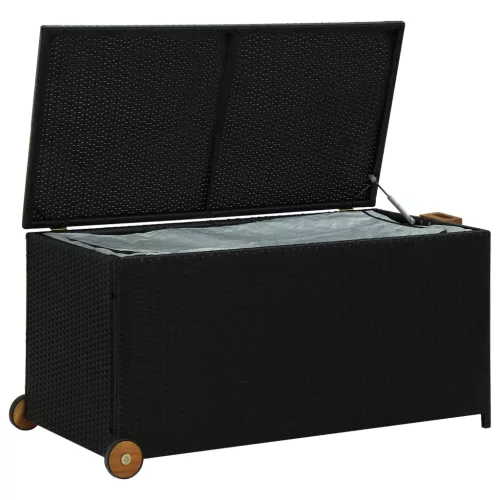  fekete polyrattan kerti tárolóláda 120 x 65 x 61 cm