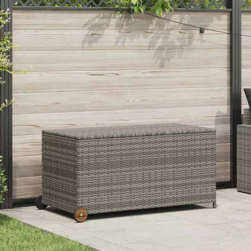  világosszürke polyrattan kerti tárolóláda 120 x 65 x 61 cm
