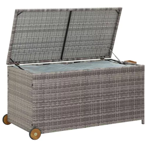  világosszürke polyrattan kerti tárolóláda 120 x 65 x 61 cm