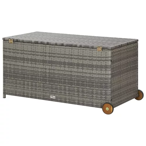  világosszürke polyrattan kerti tárolóláda 120 x 65 x 61 cm
