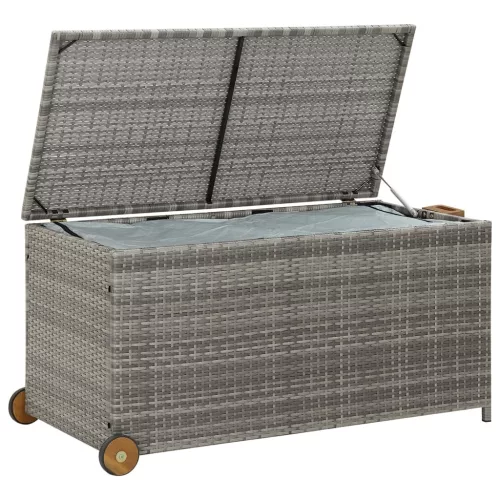  világosszürke polyrattan kerti tárolóláda 120 x 65 x 61 cm