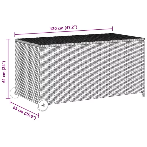  világosszürke polyrattan kerti tárolóláda 120 x 65 x 61 cm