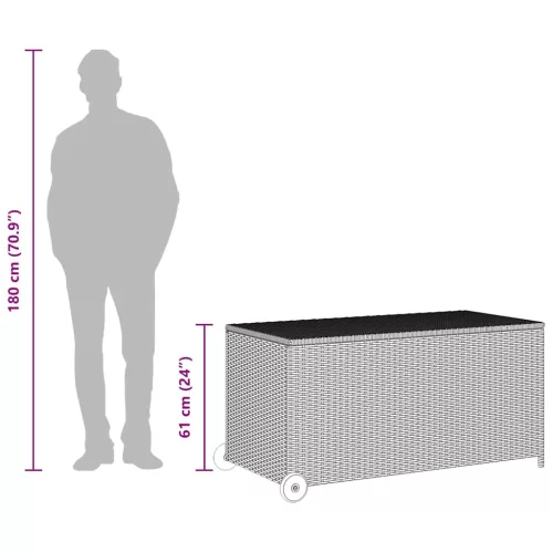  világosszürke polyrattan kerti tárolóláda 120 x 65 x 61 cm