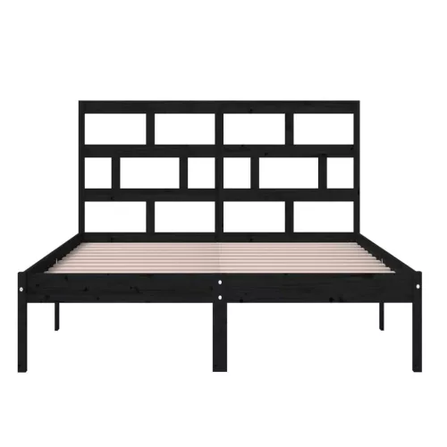  fekete tömör fa ágykeret 150 x 200 cm (King Size)